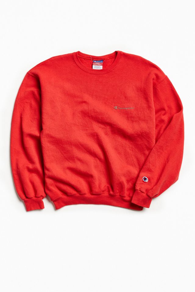 Vintage Champion Red Script Logo Crew Neck Sweatshirt | Urban Outfitters