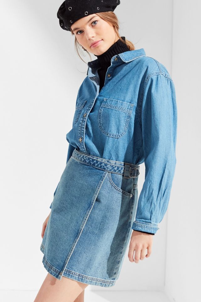 BDG Denim Wrap Belted Mini Skirt Urban Outfitters