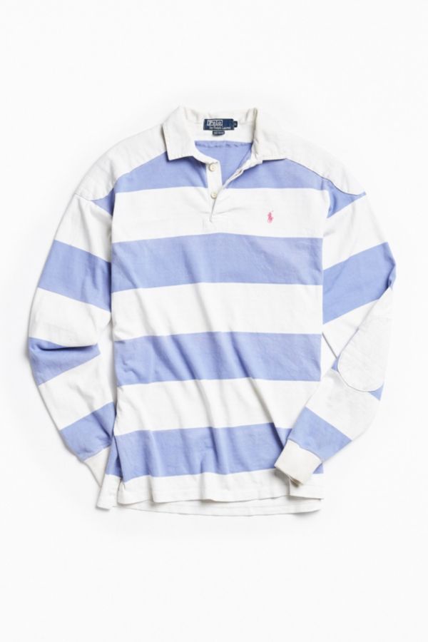 Vintage Polo Ralph Lauren Periwinkle Stripe Rugby Shirt Urban