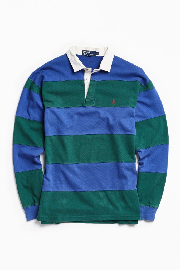 Vintage Polo Ralph Lauren Forest Green + Royal Blue Rugby Shirt | Urban ...