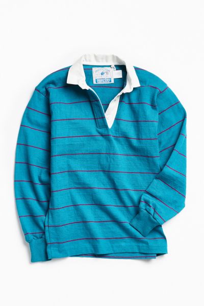 Vintage Lands’ End Teal + Berry Stripe Rugby Shirt | Urban Outfitters