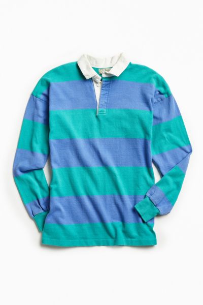 Vintage L.L. Bean Teal + Periwinkle Rugby Shirt | Urban Outfitters