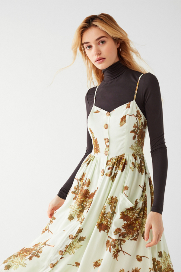 Cooperative Emilia Rayon ButtonDown Midi Dress Urban Outfitters Canada