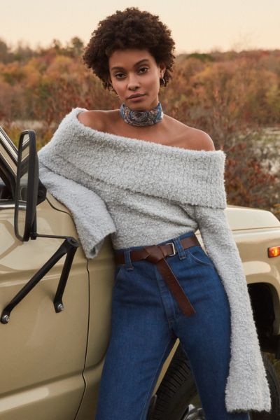 UO Isadora Off-The-Shoulder Boucle Sweater | Urban Outfitters