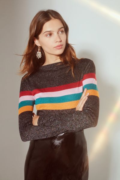 UO Diane Striped Lurex Sweater | Urban Outfitters