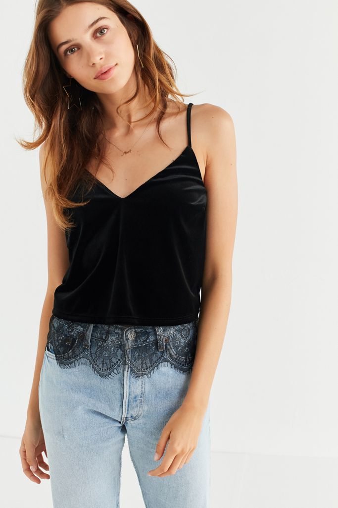 UO Lara Velvet + Lace Cami | Urban Outfitters