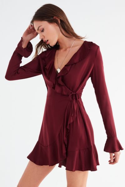 urban outfitters red wrap dress