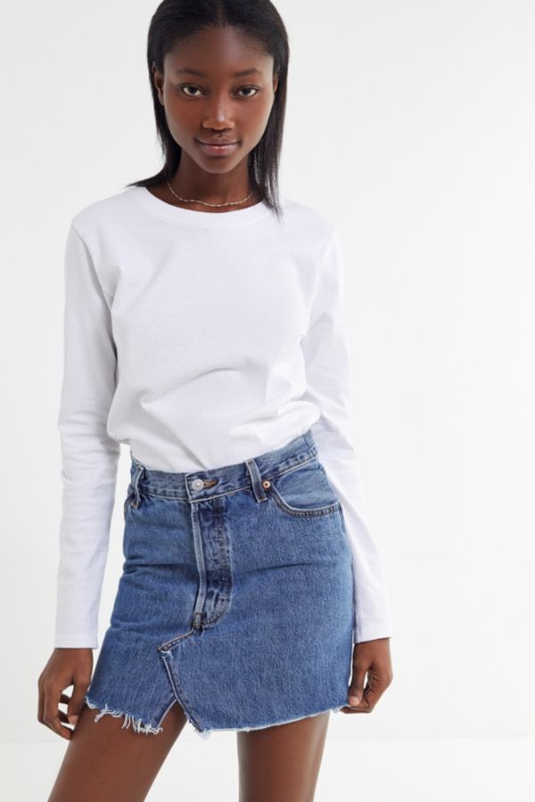 Urban Renewal Remade Levi’s Notched Denim Mini Skirt | Urban Outfitters