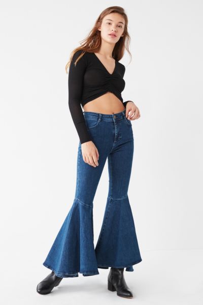 flare jeans with ruffles