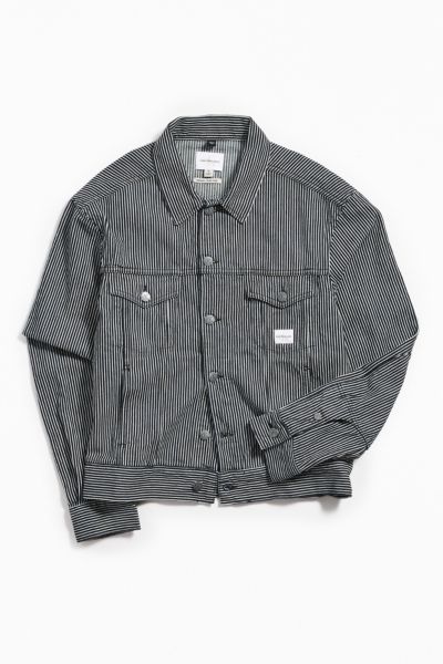 calvin klein archive stripe denim trucker jacket