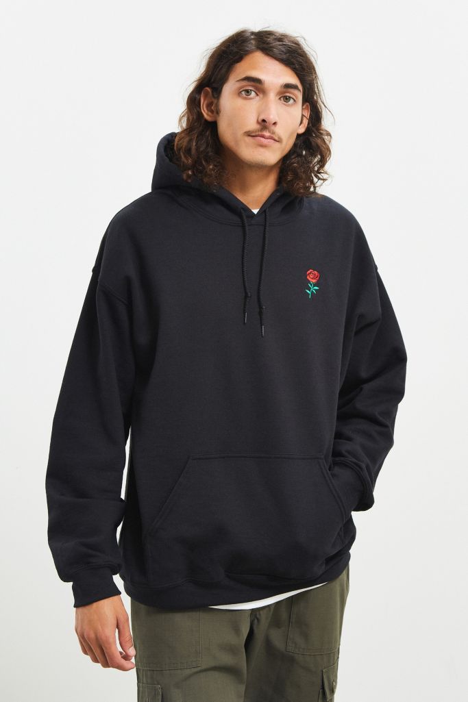 Rose Embroidered Hoodie Sweatshirt Urban Outfitters