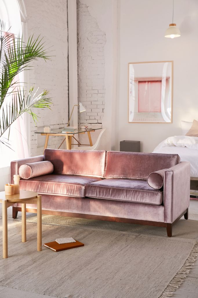 Piper Petite Velvet Sofa | Urban Outfitters