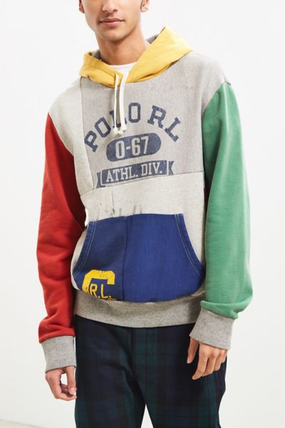 patchwork hoodie polo