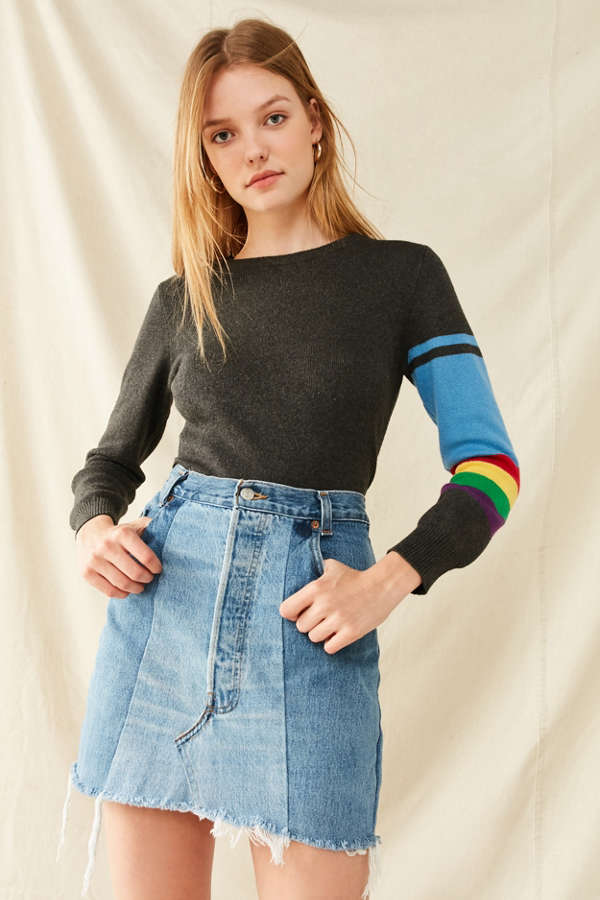 Urban Renewal Recycled Levi’s Two-Tone Patched Denim Mini Skirt | Urban ...