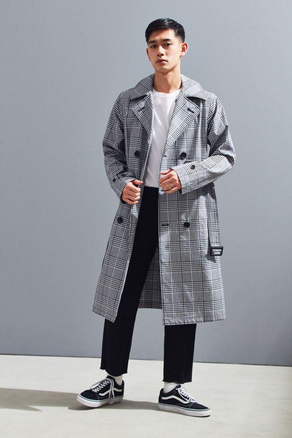 Stussy Glen Plaid Trench Coat Urban Outfitters