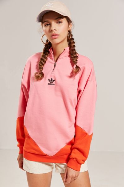 adidas half zip pink sweatshirt