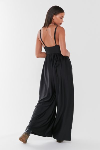 uo gia plunging shimmer jumpsuit