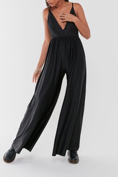 uo gia plunging shimmer jumpsuit