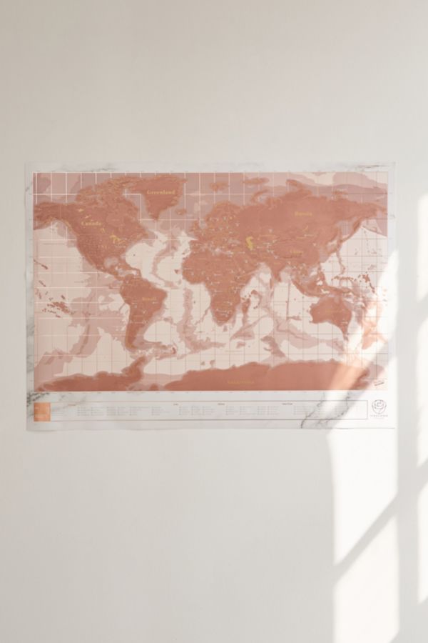Rose Gold ScratchOff World Map Urban Outfitters Canada
