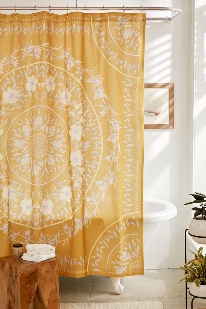Sketched Floral Medallion Shower Curtain Urban Outfitters