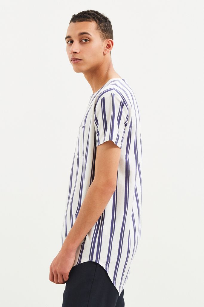 UO Vertical Stripe Curved Hem Tee | Urban Outfitters
