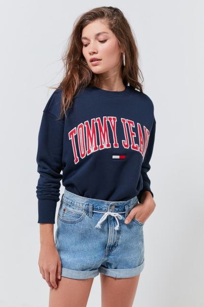 tommy jeans clean collegiate crew neck sweatshirt