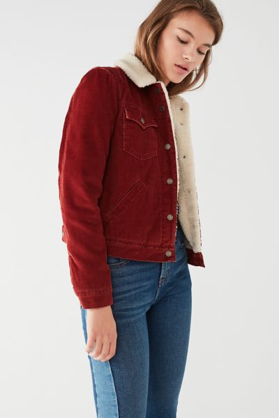 red sherpa jacket women's
