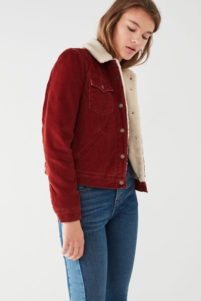 red corduroy sherpa jacket