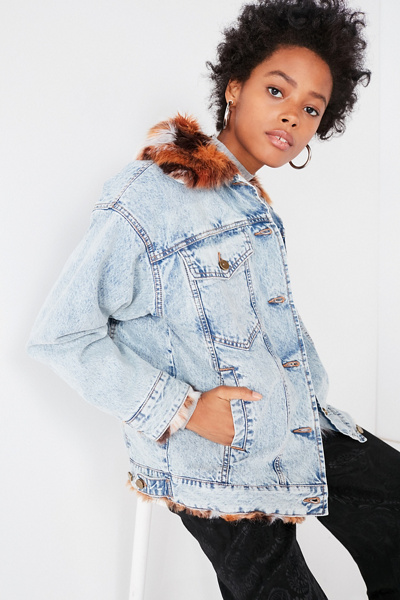 long faux fur lined trucker jacket