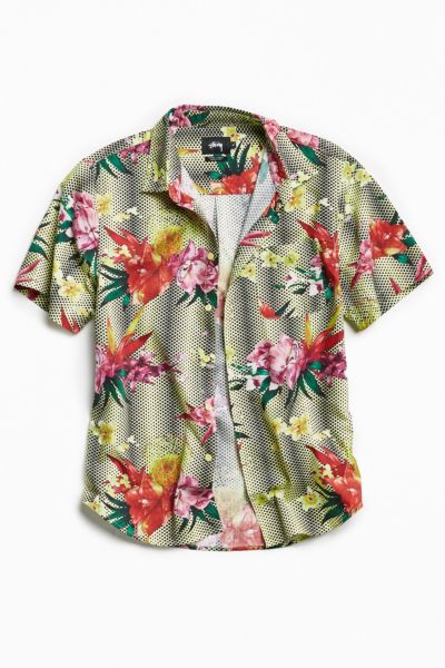 Stussy Psychedelic Dot Floral Short Sleeve Button-Down Shirt | Urban ...