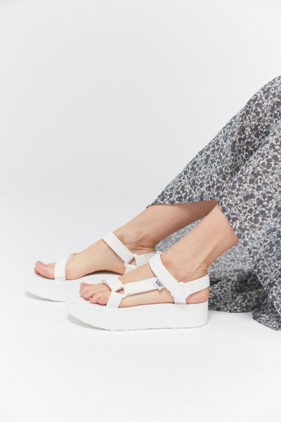 white teva platform sandals