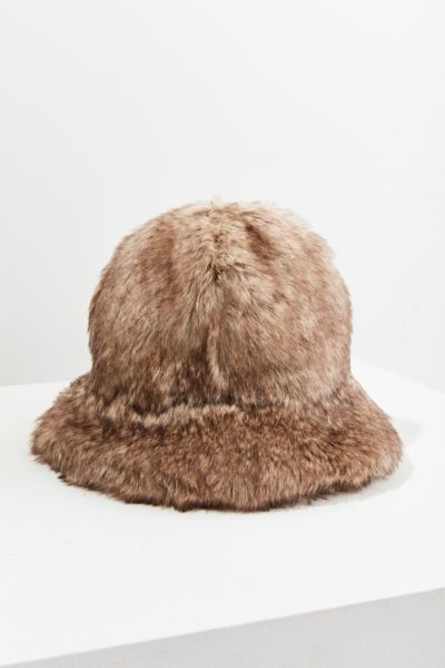 red fluffy bucket hat