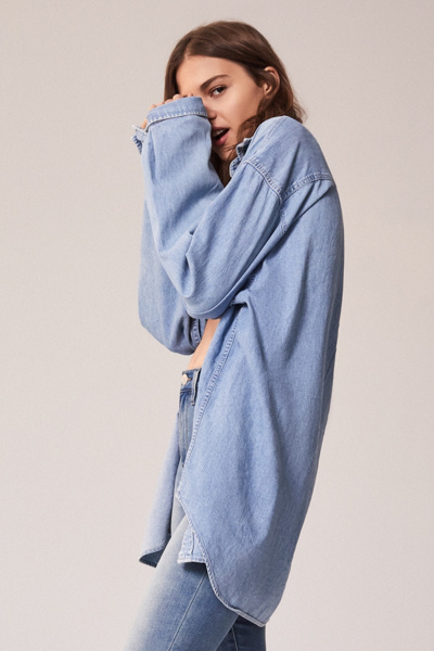 oversized denim button up