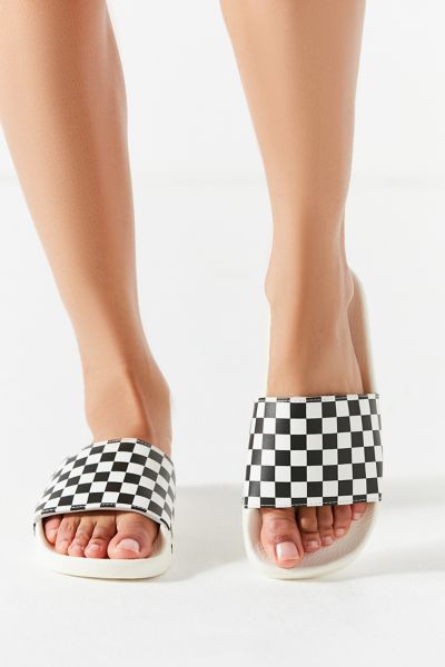 vans checkerboard slides womens