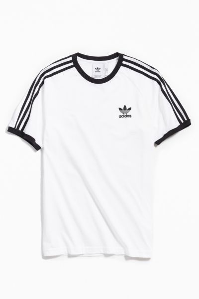 adidas white three stripe tee