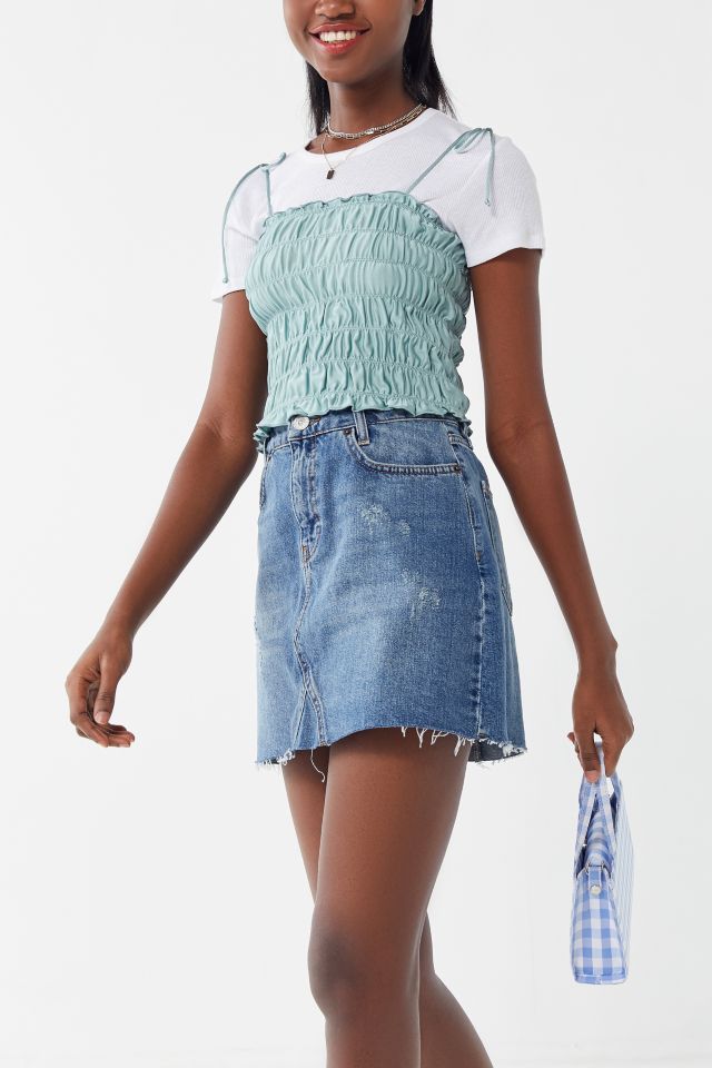 BDG ReMade Denim Mini Skirt Urban Outfitters