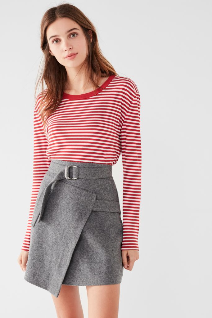 EVIDNT Geometric Belted Wrap Skirt | Urban Outfitters