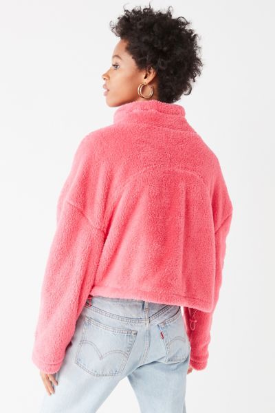 pink fuzzy half zip