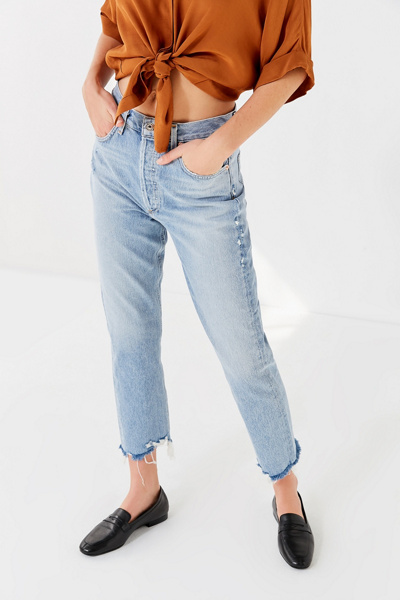 agolde riley high rise straight crop jeans doubt