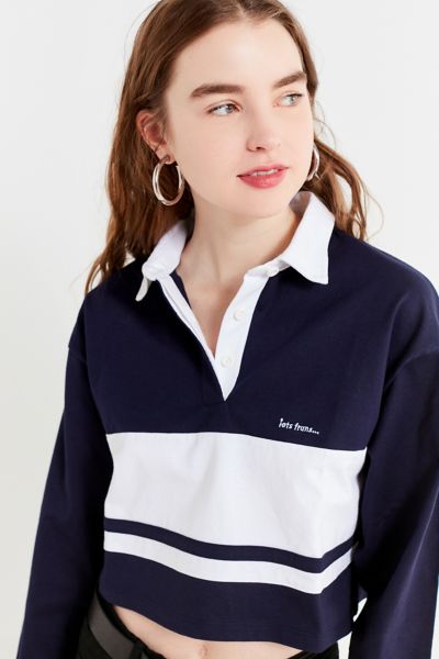 long sleeve cropped polo