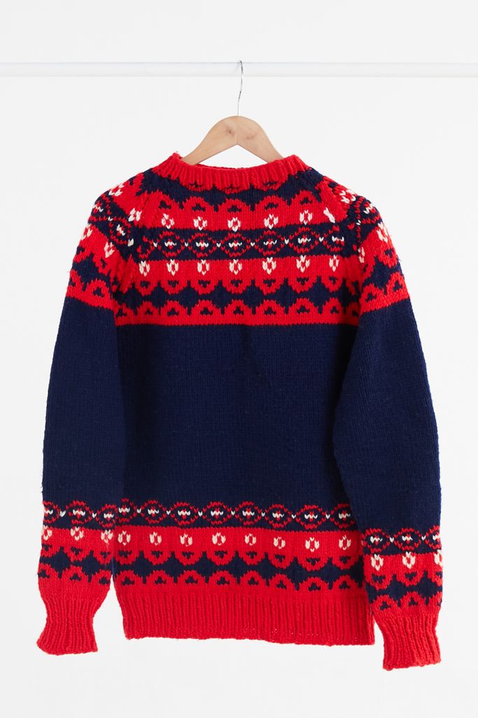 Vintage Navy + Red Fair Isle Ski Sweater | Urban Outfitters