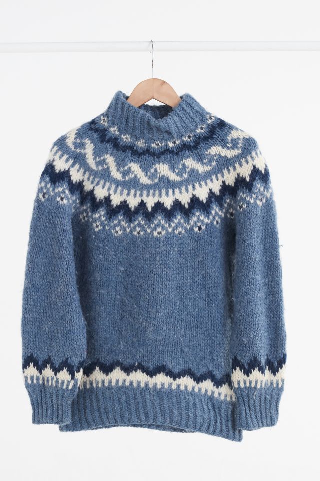 Vintage Washed Blue Fair Isle Ski Sweater | Urban Outfitters