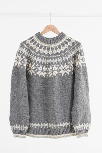 Vintage Grey + White Fair Isle Ski Sweater | Urban Outfitters