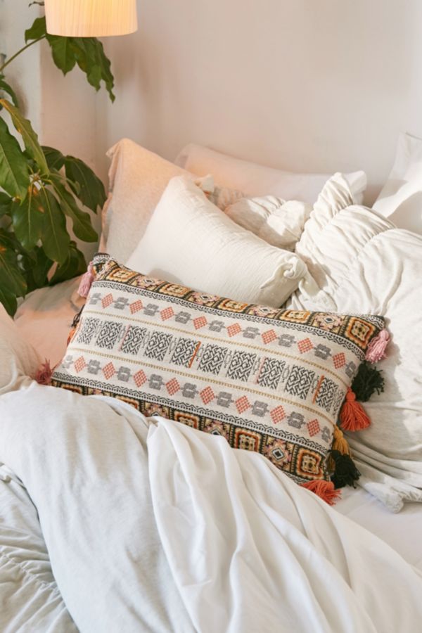 Harper Embroidered Bolster Pillow Urban Outfitters