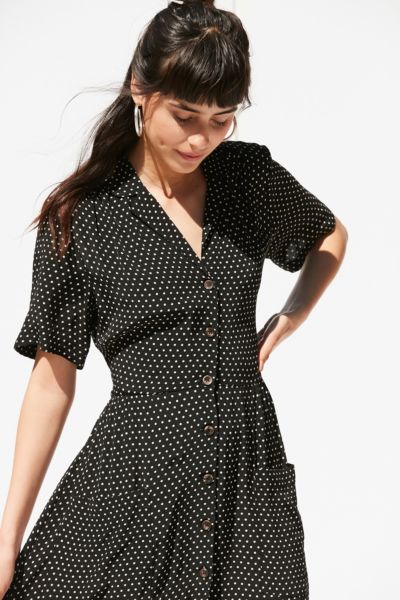 polka dot button up dress