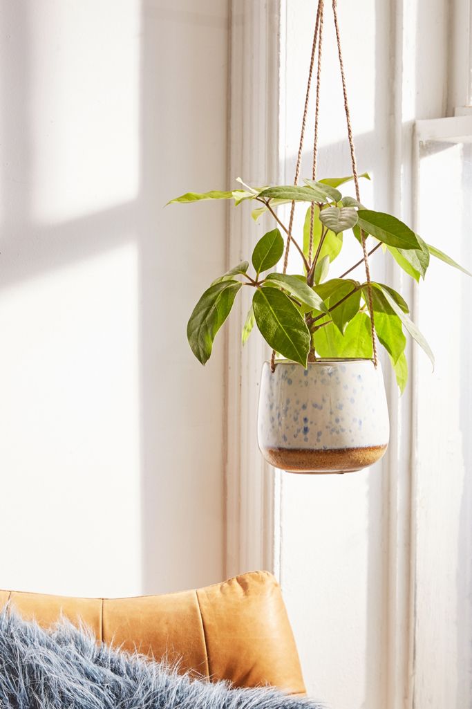 Speckled Ceramic Hanging Planter Urban Outfitters