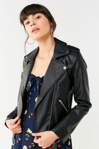 UO Faux Leather Belted Moto Jacket | Urban Outfitters