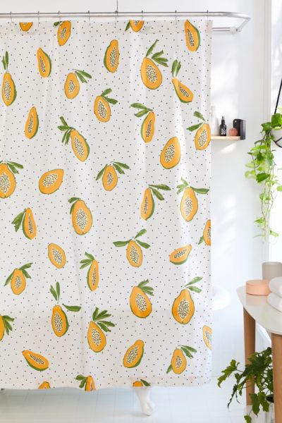 orange and yellow shower curtain