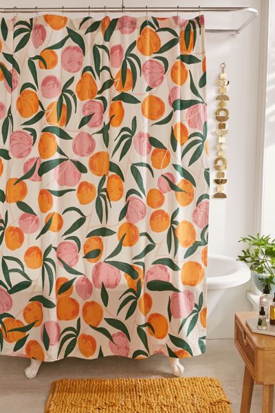 Allover Fruits Shower Curtain Urban, Peach Colored Shower Curtain