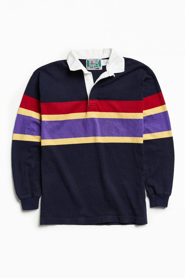 Vintage Columbia Multi Chest Stripe Knit Rugby Shirt Urban Outfitters